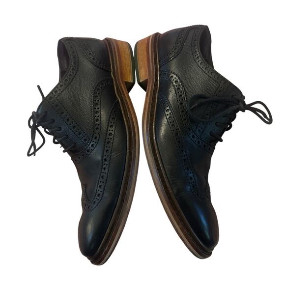 8M Cole Haan Colton Brogue Perforated Wingtip Oxford Black Leather Lace-Up Shoe - Picture 7 of 10
